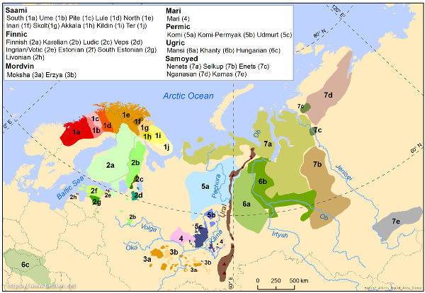 The Uralic language family